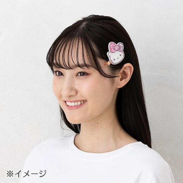 【小禮堂】母親節禮物 Sanrio 三麗鷗 Hello Kitty 壓克力造型髮夾2入組 - 50週年The Fashionable Ribbons(