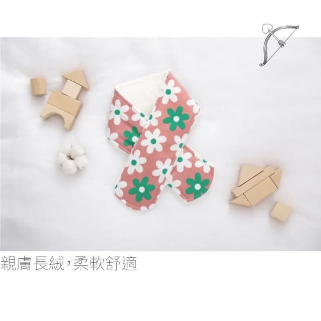 【PL Life】貝柔兒童加絨暖毛圍巾(小花)