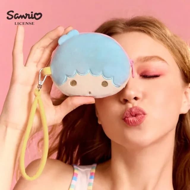 【SANRIO 三麗鷗】KiKiLaLa雙子星正版授權雙面毛絨零錢包耳機包吊飾鑰匙圈(閨蜜女兒女友老婆聖