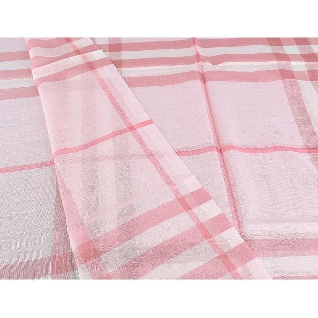 【BURBERRY 巴寶莉】BURBERRY內裡黑字LOGO羊毛絲綢雙色格紋圖案披肩/圍巾(粉紅)