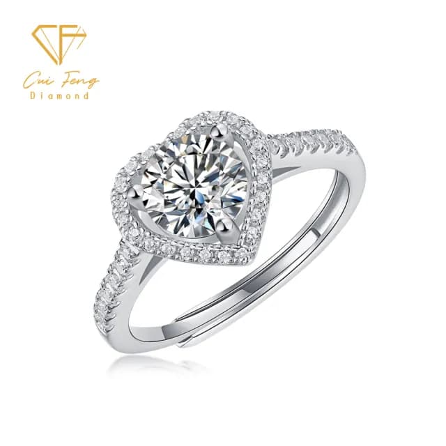 【CF鑽飾】戒指 莫桑鑽《微鑲真心》(1克拉 雙11限定  女戒 鑽戒 禮物 求婚 生日)