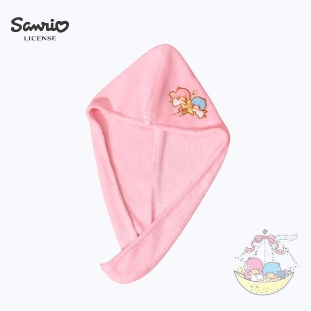 【SANRIO 三麗鷗】KiKiLaLa雙子星正版授權刺繡浴帽擦頭包頭巾(閨蜜女兒女友老婆聖誕交換禮物)