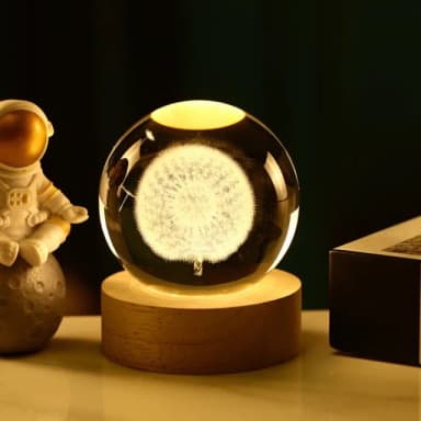 【A-ONE 匯旺】大蒲公英 水晶球 3D發光水晶球 小夜燈 LED暖光燈 聖誕節 情人節 交換禮物