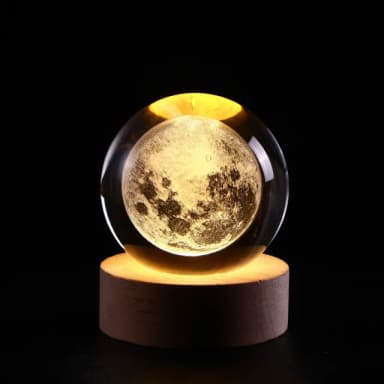 【A-ONE 匯旺】月亮表面 水晶球造型小夜燈 生日 女友 情人節 公司禮物 星球LED 暖光夜燈底座