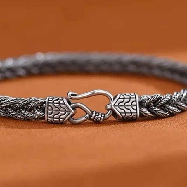 【MoonDy】雙11 925純銀 手工編織 手鍊 手鐲 通體純銀 飾品 簡約 手環 手飾 小眾設計 男女通用