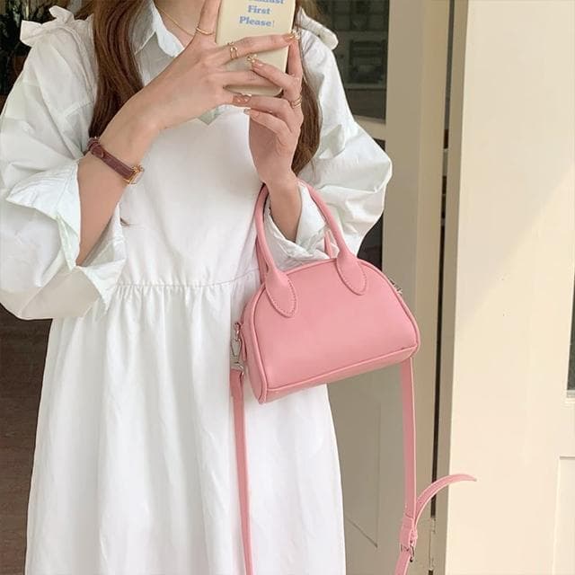 【MoonDy】包包 手提包 斜背包 小方包 波士頓包 保齡球包 生日禮物 可愛包包 粉色包包 白色包包