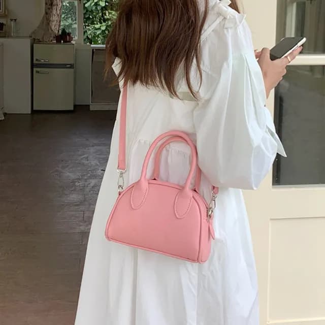 【MoonDy】包包 手提包 斜背包 小方包 波士頓包 保齡球包 生日禮物 可愛包包 粉色包包 白色包包
