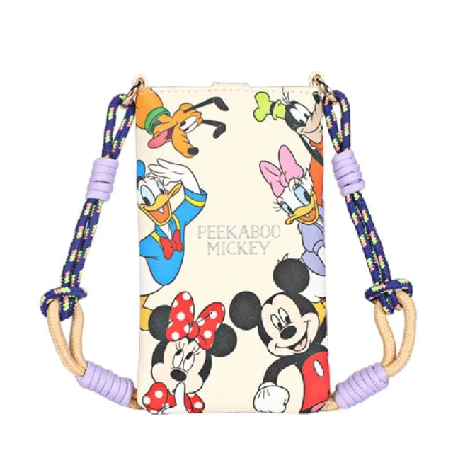 【Disney 迪士尼】父親節禮物 正版授權-MESUCA麥斯卡 米奇家族手機袋(可愛印花、解放雙手、時尚便攜)