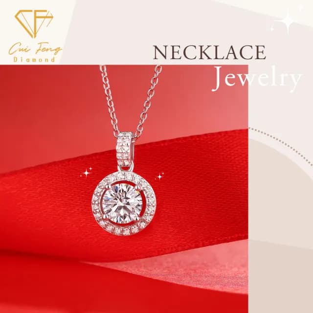 【CF鑽飾】項鍊 莫桑鑽《公主圓包》(1克拉  鑽石 項鏈  聖誕 交換禮物 生日)