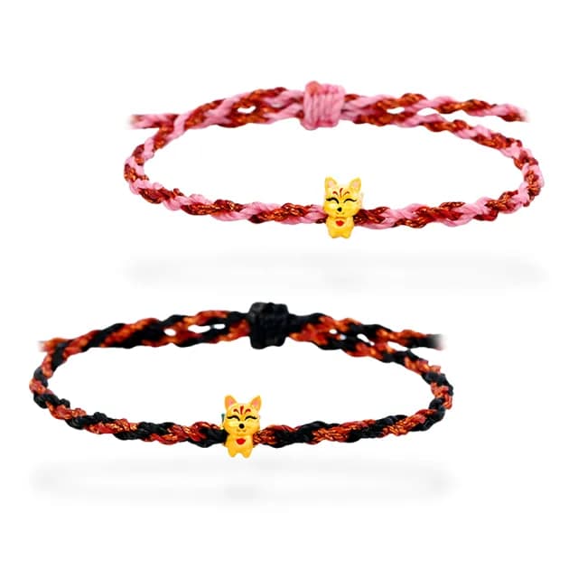 【福西珠寶】雙119999黃金編繩手鍊 招人緣九尾狐狸手繩(金重0.04錢正負1厘)