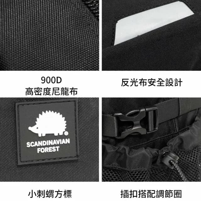 【SCANDINAVIAN FOREST 北歐小刺蝟】情人節禮物 323星辰獵手後背包(黑色)