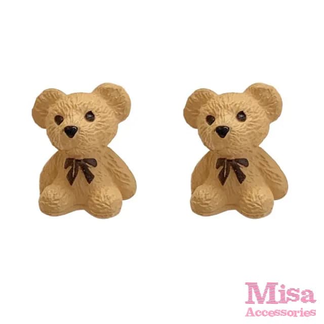 【MISA】韓國設計可愛立體小熊造型夾式耳環(無耳洞耳環 耳夾 夾式耳環)