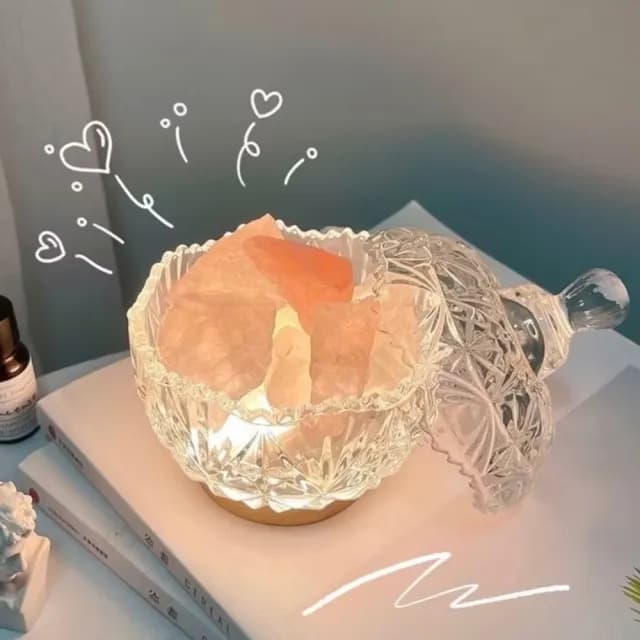 【質感生活】高級感水晶療癒擴香石小夜燈(天然鹽石 擴香燈 精油香薰燈 鹽燈 無火香氛 水晶石 交換禮物)