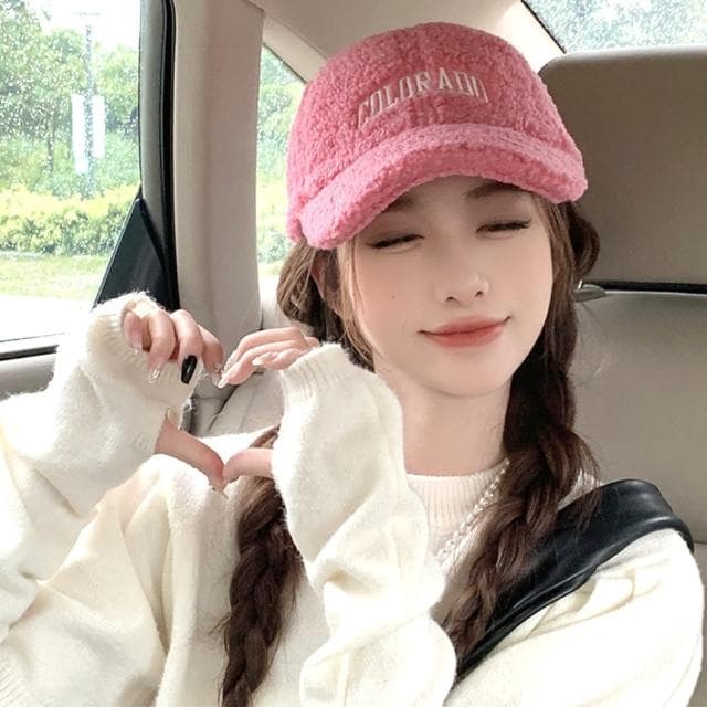 【LEESA】母親節禮物 鴨舌帽\字母帽\造型帽\羔羊帽\棒球帽\保暖帽\百搭配件\刺繡帽子\韓國帽子\粉色帽子\毛