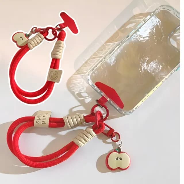 【白雪公主】紅蘋果手機掛繩(防丟 鑰匙扣 手腕繩 裝飾品 手鍊 手環 手飾 掛飾 吊繩 手機配件)