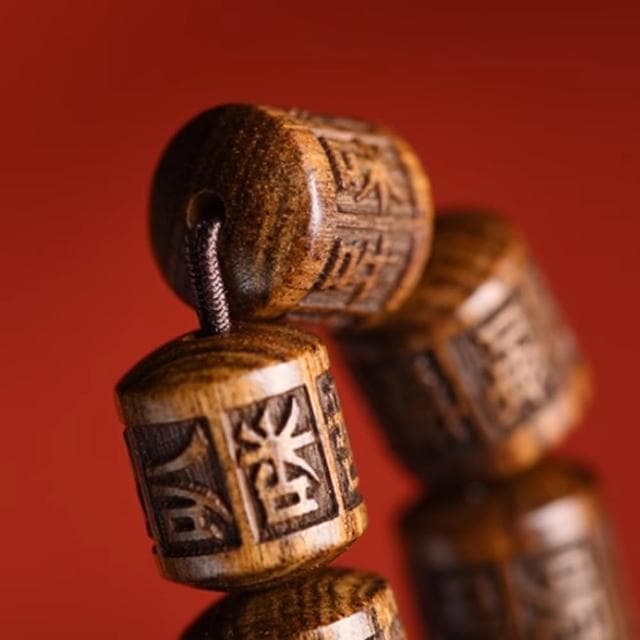 【Penny珮妮】非洲黃花梨桶珠六字真言手鍊(母親節禮物 交換禮物 送女友 生日禮物 情人節 尾牙 新婚 新年)