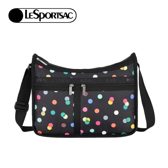 【Lesportsac】時尚斜背包 送禮 禮物(圓點漂浮氣球 黑色)