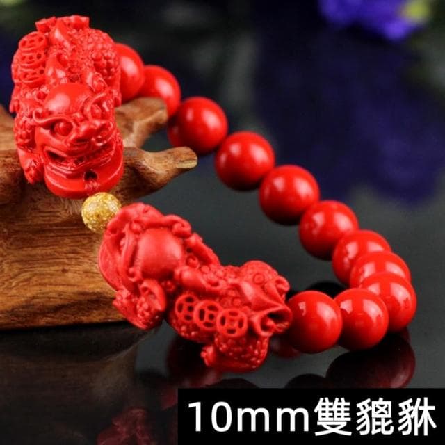 【Penny珮妮】招財雙貔貅硃砂手鍊10mm(母親節 交換禮物 送男友 生日禮物 情人節 尾牙 新年禮物 父親節)