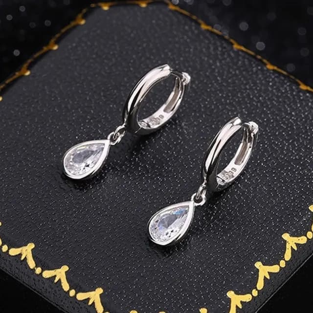 【MoonDy】耳扣女 999純銀 水滴耳環 小眾設計 造型耳環 歐美耳環 圓圈耳環 鋯石 耳墜 日系穿搭
