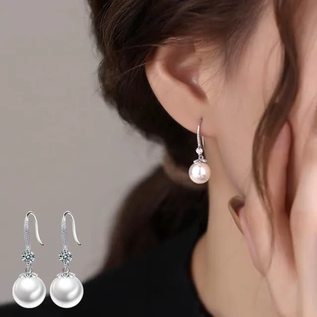【MoonDy】情人節禮物 珍珠耳環 925 純銀耳墜 鋯石 女生飾品 復古耳環 高級感 輕奢 流蘇 耳環 耳鈎 造型耳