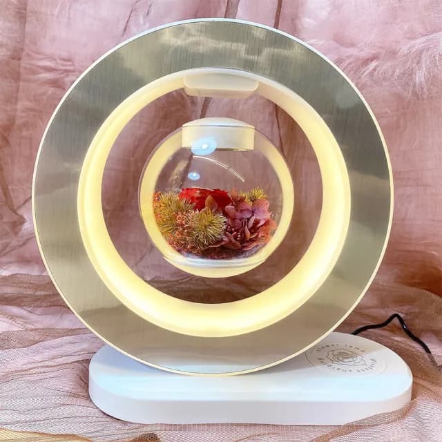 【OSTARA FLORIST 奧斯塔拉花藝】新色 永生花懸浮檯燈含藍芽音響及無線充電(永生花、居家生活、節日送禮)