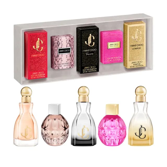 【JIMMY CHOO】迷你香氛組4.5mlX5(熾愛同名/同名/熾愛永恆/閃耀熱戀/熾愛金迷淡香精.專櫃公司貨)