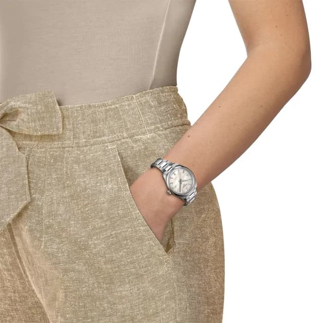 【TISSOT 天梭 官方授權】PR100 簡約鑽石女錶-珍珠貝/34mm 手錶 送禮 推薦(T1502101111600)