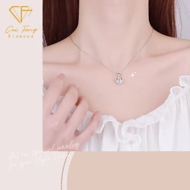 【CF鑽飾】項鍊 莫桑鑽《永恆真心》(1克拉 七夕 鑽石 項鏈  情人節 送禮 生日)