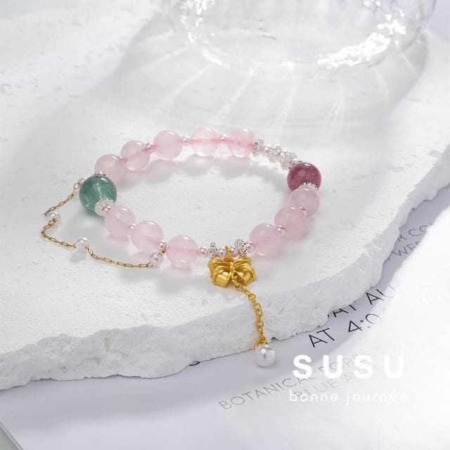 【SU SU】童話水晶手鍊(綠螢石 粉水晶 粉碧璽 事業運 招財 轉運 能量 防小人 送禮 推薦)