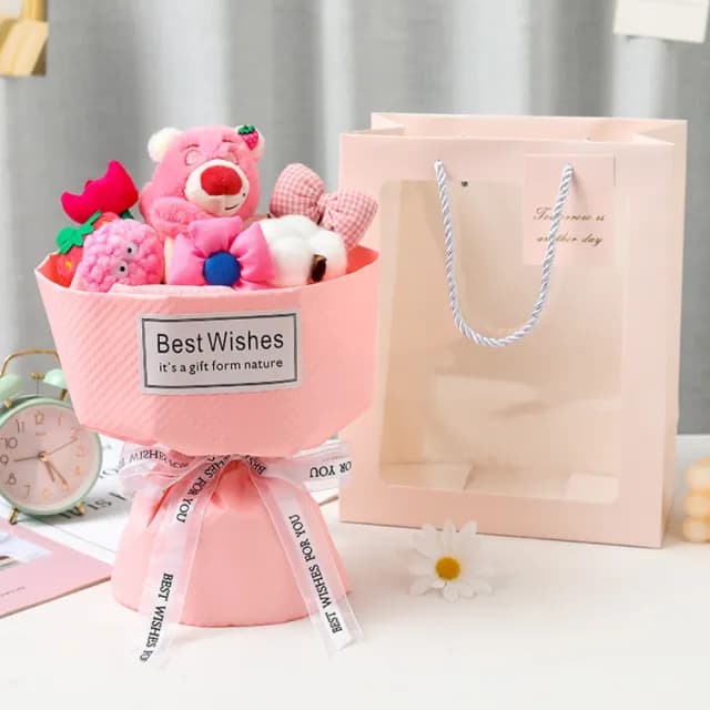 【天使愛美麗】卡通玩偶花束 公仔毛絨花束創意禮物(畢業禮情人節 母親節  生日 婚禮)