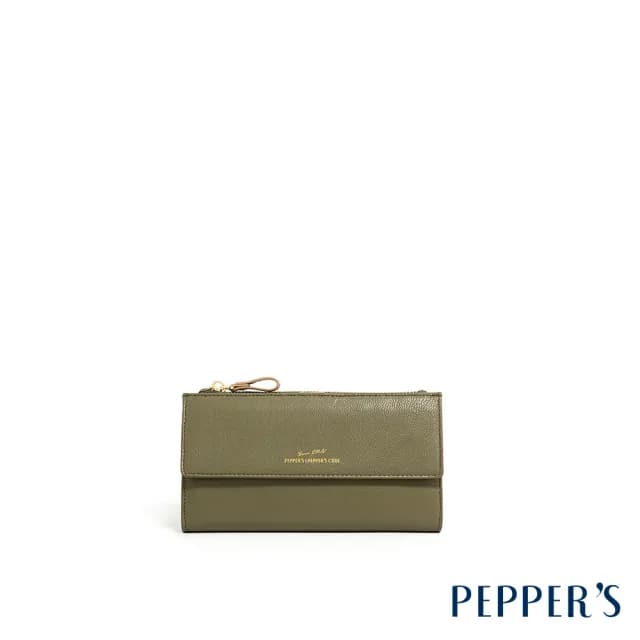 【PEPPER’S】情人節禮物 GOLD 羊皮撞色長夾 - 午夜藍/沼綠色(長夾 真皮包包 牛皮 女夾)