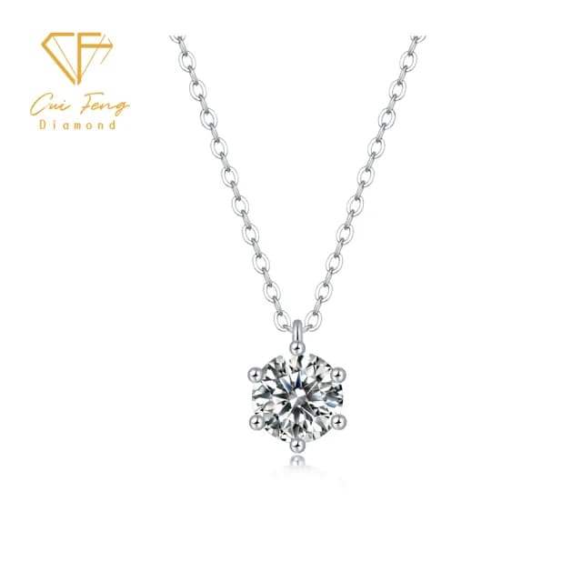 【CF鑽飾】項鍊 莫桑鑽《簡約六爪》(1克拉 雙11限定  鑽石 項鏈 聖誕 交換禮物 生日 求婚)