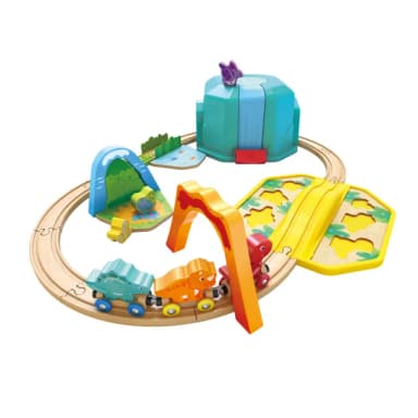 【德國Hape】恐龍世界火車軌道組/玩具盒27件組_附收納箱(降臨曆/聖誕禮物/生日禮物/倒數月曆)