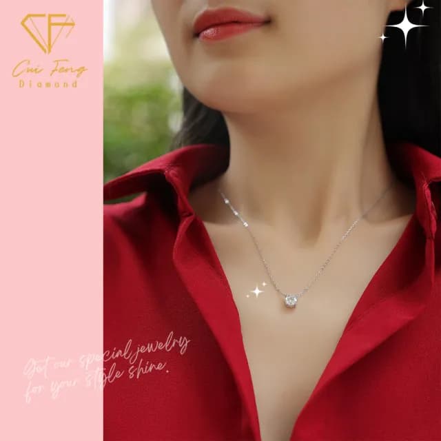 【CF鑽飾】項鍊 莫桑鑽《我心永恆》(1克拉 七夕 鑽石 項鏈 禮物 求婚 生日 生日)