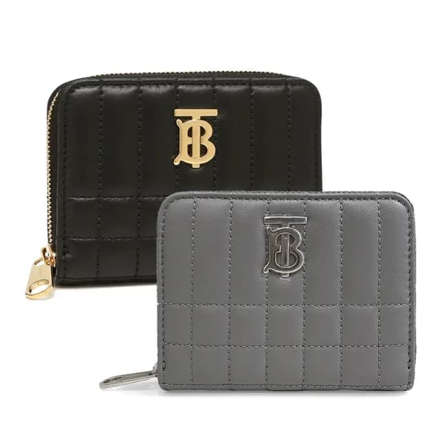 【BURBERRY 巴寶莉】經典金屬LOGO牛皮拉鍊短夾零錢包(顏色任選)
