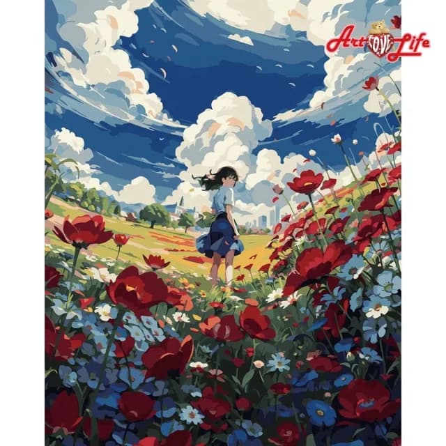 【ArtLife 藝術生活】DT148風的少女40*50CM(數字油畫 DIY DIY數字油畫 交換禮物 畫畫玩具)