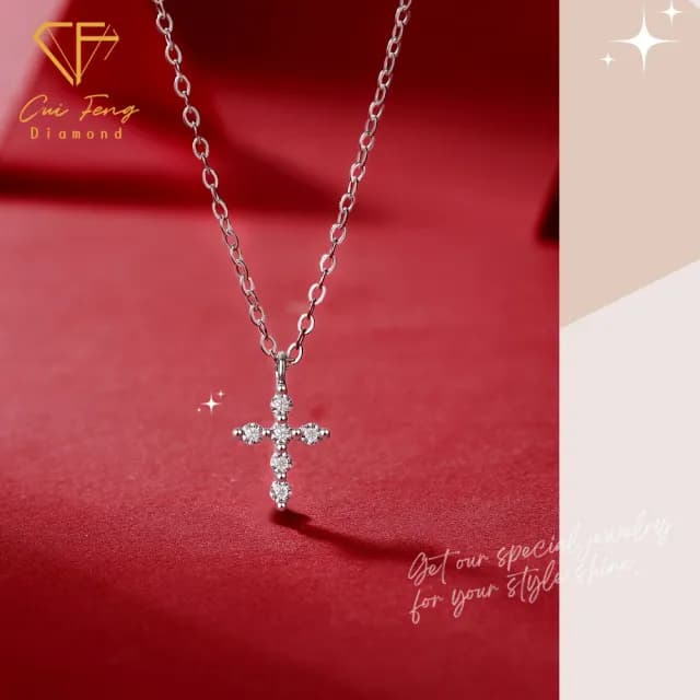 【CF鑽飾】項鍊 莫桑鑽《耶和華》(12分 十字架 項鏈 雙11限定 禮物 求婚 生日 生日)