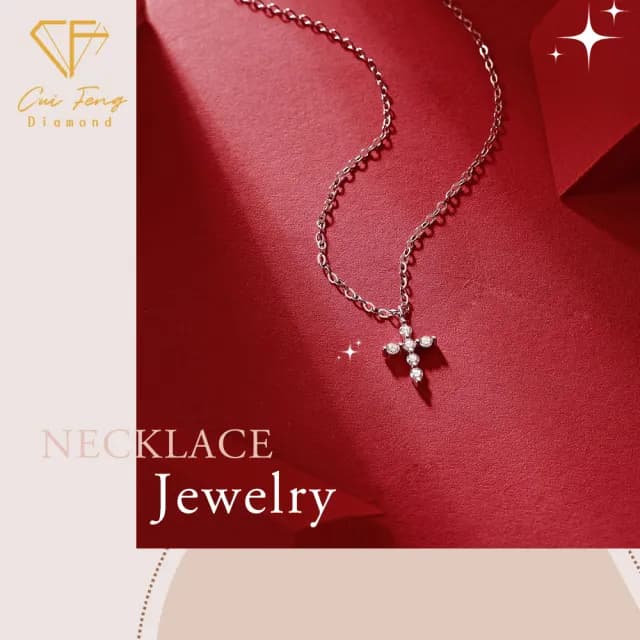 【CF鑽飾】項鍊 莫桑鑽《耶和華》(12分 十字架 項鏈 雙11限定 禮物 求婚 生日 生日)