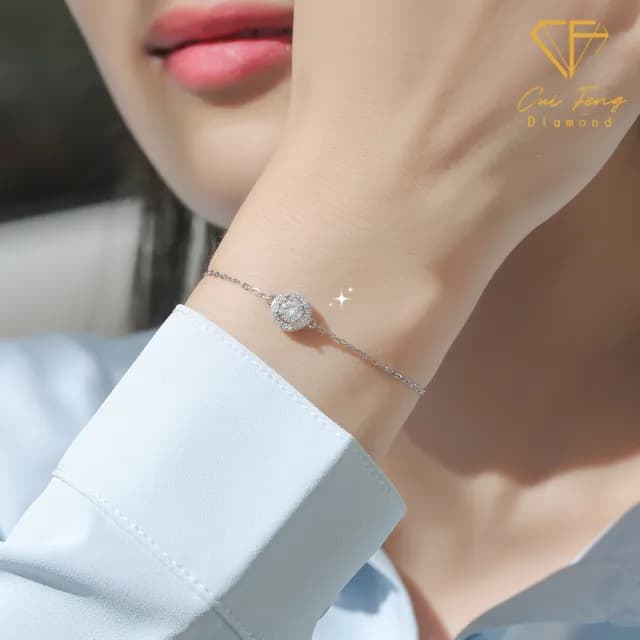 【CF鑽飾】手鍊 莫桑鑽《經典圓包》(50分 雙11限定  鑽石手鏈 禮物 聖誕 交換禮物 生日)