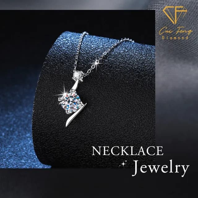 【CF鑽飾】項鍊 莫桑鑽《閃電之星》(1克拉 雙11限定 情人節 鑽石 項鏈 禮物 求婚 生日)