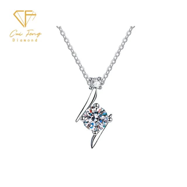 【CF鑽飾】項鍊 莫桑鑽《閃電之星》(1克拉 雙11限定 情人節 鑽石 項鏈 禮物 求婚 生日)