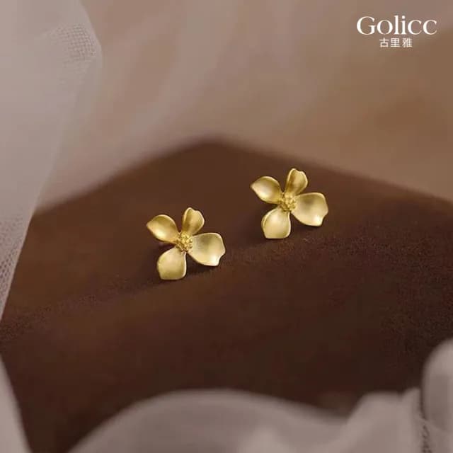 【Golicc】耳環 金色桂花 氣質優雅(七夕 情人節 生日 飾品 耳釘 耳飾 耳墜 禮物)