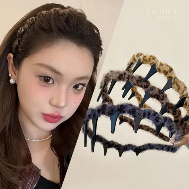 【Gulicc】豹紋波浪髮箍 大齒不卡髮(雙11 聖誕節 生日 髮飾 頭飾 鯊魚夾 抓夾 禮物)