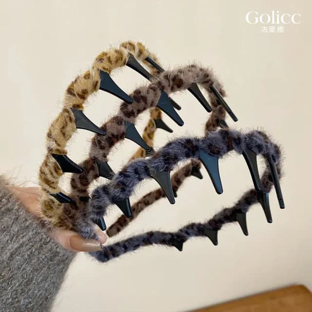 【Gulicc】豹紋波浪髮箍 大齒不卡髮(雙11 聖誕節 生日 髮飾 頭飾 鯊魚夾 抓夾 禮物)