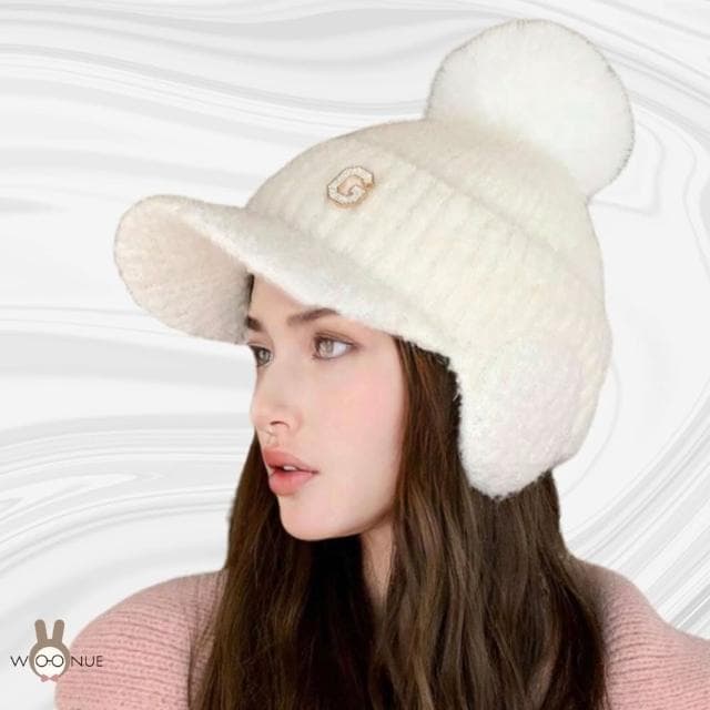 【WOONUE】女日韓時尚顯瘦小臉毛球帽休閒保暖(百搭派對閨蜜女友母親情人節生日禮物)