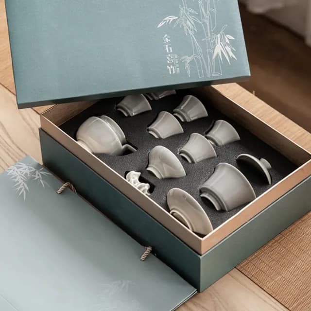 【南山居】冰灰釉茶具套裝(荷香側把壺10頭套裝)