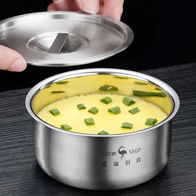 【PUSH!】餐具用品 燉盅316不銹鋼 12cm帶蓋蒸蛋碗 水蒸雞蛋羹嬰兒輔食 蒸飯蒸菜碗(碗 蒸蛋碗 燉盅 E206)