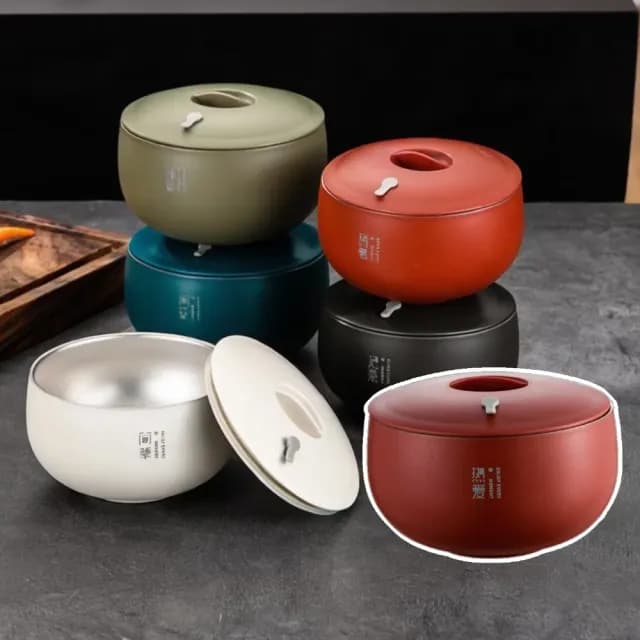 【真空保溫】日式316不鏽鋼雙層隔熱碗附蓋(400ml 防摔 加厚 防燙碗 露營 環保餐具 便當盒 飯碗 泡麵碗)