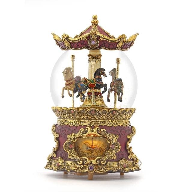 【JARLL讚爾藝術】仿古董 旋轉木馬 水晶球音樂盒(生日情人告白 結婚 聖誕禮物)