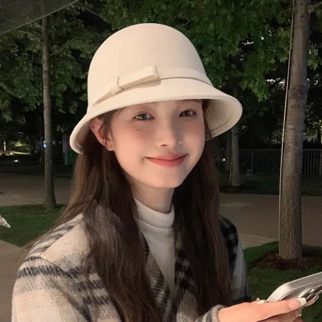 【MoonDy】情人節禮物 赫本風 漁夫帽 水桶帽 法式復古 小香風 蝴蝶結 時尚帽子 古典 優雅 小禮帽 高級感 禮